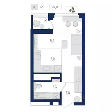 1-к кв. Башкортостан, Уфа ул. Евгения Столярова, 13 (24.0 м)