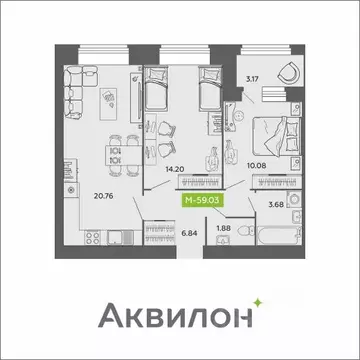 2-к кв. Архангельская область, Архангельск Аквилон Роса жилой комплекс ...