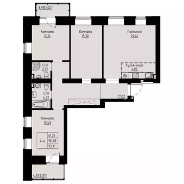 4-к кв. Красноярский край, Красноярск ул. Елены Стасовой, 82 (89.8 м)