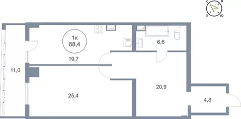 1-к кв. Ханты-Мансийский АО, Сургут тракт Югорский, 43 (88.4 м)