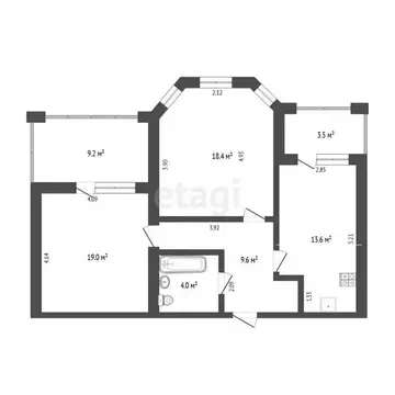 2-к кв. Тюменская область, Тюмень ул. Циолковского, 7к1 (64.6 м)
