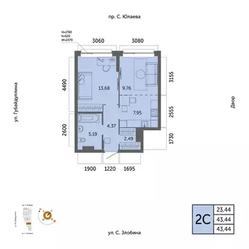 2-к кв. Башкортостан, Уфа Зеленая Роща жилрайон, Урбаника жилой ...