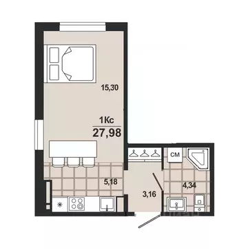 1-к кв. Алтайский край, Новоалтайск ул. П. Корчагина, 2А (27.98 м)