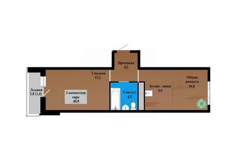 2-к кв. Забайкальский край, Чита просп. Маршала Жукова (40.8 м)