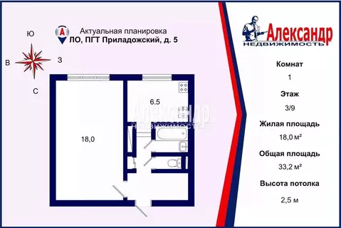 1-к кв. Ленинградская область, Кировский район, Приладожский городской ...
