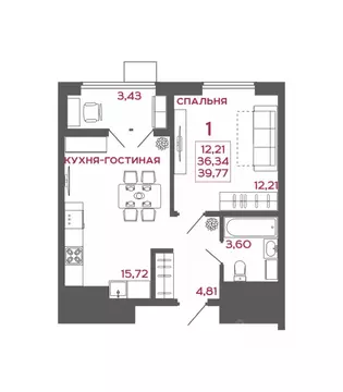 1-к кв. Пензенская область, Пенза Микрорайон Новобережье жилой ...