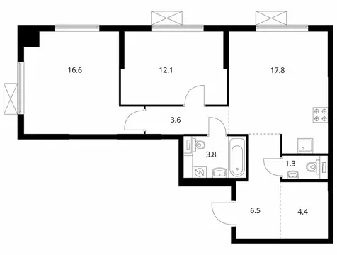 2-комнатная квартира: Москва, 1-й Грайвороновский проезд, 7Ак3 (64.7 ...