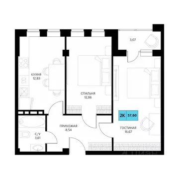 2-к кв. Дагестан, Дербент  (57.6 м)