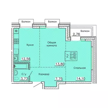 2-к кв. Бурятия, Улан-Удэ Энергетик мкр,  (52.76 м)