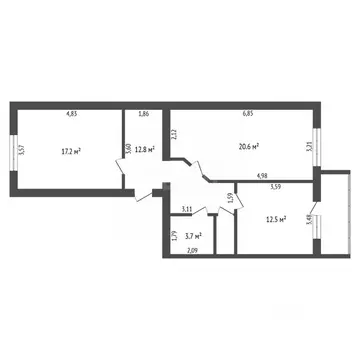 2-к кв. Амурская область, Благовещенск ул. Строителей, 70 (68.7 м)