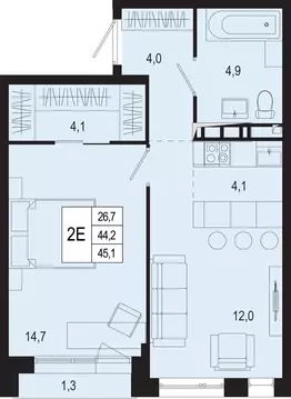 2-комнатная квартира: Московская область, городской округ Подольск, ...