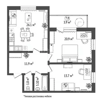 2-к кв. Тюменская область, Тюмень Метелева мкр, ул. Метелевская, 2 ...
