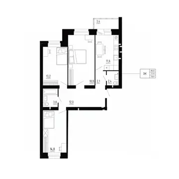 3-к кв. Орловская область, Орловский район, д. Образцово, Первый мкр  ...