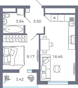 1-к кв. Самарская область, Волжский район, Лопатино с/пос, пос. ...