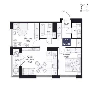 2-к кв. Волгоградская область, Волгоград просп. Имени В.И. Ленина, 59Г ...