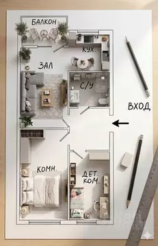 3-к кв. Омская область, Омск Моторная ул., 6/2 (63.3 м)