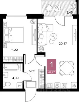 1-к кв. Рязанская область, Рязань Забайкальская ул. (42.47 м)