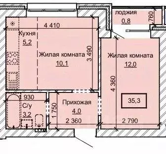 2-к кв. Алтайский край, Барнаул ул. Анатолия (35.3 м)