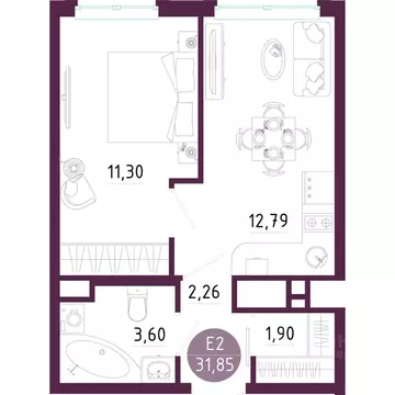 1-к кв. Тульская область, Тула ул. Купцов Гречихиных (31.85 м)