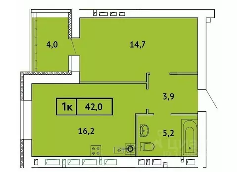 1-к кв. Ивановская область, Иваново Успенский жилой комплекс (42.0 м)