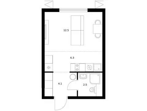 Квартира-студия: Мытищи, жилой комплекс Яуза Парк, к6 (25.4 м)
