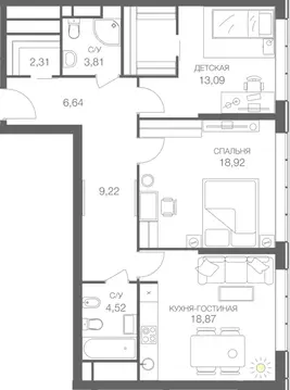 2-к кв. Москва Шмитовский проезд, 39к6 (81.31 м)