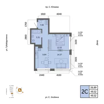 2-к кв. Башкортостан, Уфа Зеленая Роща жилрайон, Урбаника жилой ...