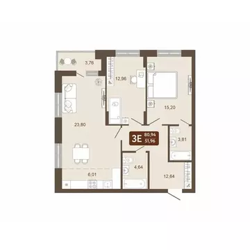 3-к кв. Кемеровская область, Кемерово 58В мкр, 1 (80.94 м)