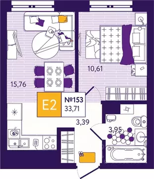 1-к кв. Тульская область, Тула ул. Пряничная, 3 (33.71 м)