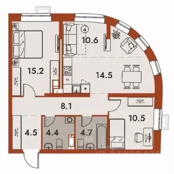 3-к кв. Нижегородская область, Нижний Новгород Ленгородок мкр, Первый ...