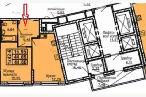 1-комнатная квартира: Екатеринбург, проспект Космонавтов, 26А (45 м)