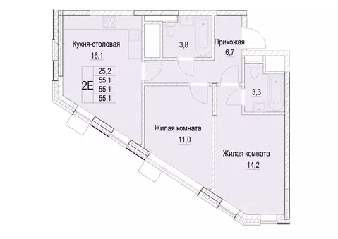 2-к кв. Московская область, Мытищи ул. Академика Каргина, 26А (55.1 м)