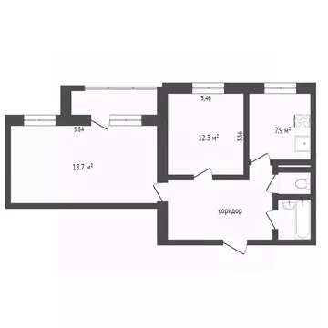 2-к кв. Ярославская область, Ярославль ул. Труфанова, 27 (42.5 м)