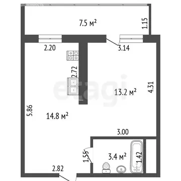 1-комнатная квартира: Гурзуф, Ялтинская улица, 20 (33.7 м)