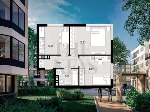 2-к кв. Санкт-Петербург Плюс Пулковский жилой комплекс (46.29 м)