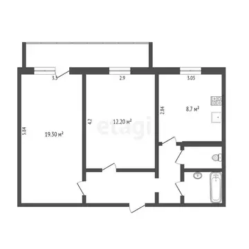 2-комнатная квартира: Тюмень, Полевая улица, 12А (53.2 м)