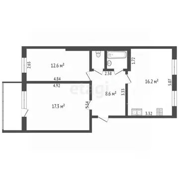 3-к кв. Вологодская область, Кадуй рп ул. Молодежная, 6к1 (58.4 м)