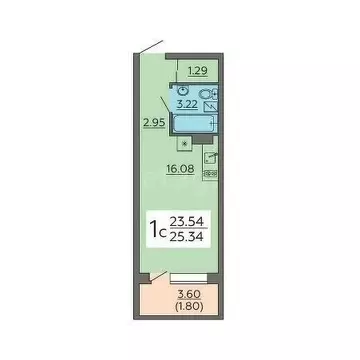 Квартира-студия: Воронеж, улица Гаршина, 25к4 (25.34 м)