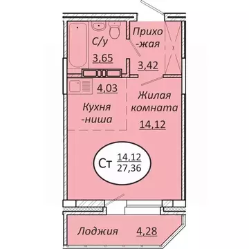 Студия Новосибирская область, Новосибирск  (27.36 м)