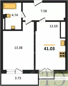 1-к кв. Калининградская область, Гурьевский муниципальный округ, пос. ...