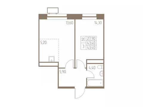2-к кв. Московская область, Пушкино Фабрикант жилой комплекс, 1 (43.4 ...