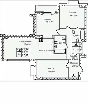 3-к кв. Нижегородская область, Нижний Новгород ул. Красных Зорь, 23Д ...