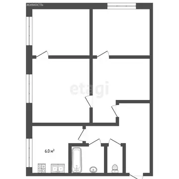 3-комнатная квартира: Пермь, Вильвенская улица, 17 (61 м)