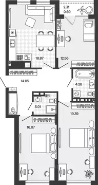 3-к кв. Калининградская область, Гурьевский муниципальный округ, пос. ...