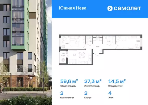 2-к кв. Ленинградская область, Всеволожский район, Свердловское ...