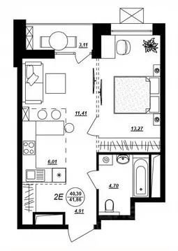 2-к кв. Хабаровский край, Хабаровск ул. Демьяна Бедного (41.86 м)