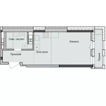 Квартира-студия: Казань, жилой район Седьмое Небо, ЖК Унай (29.1 м)