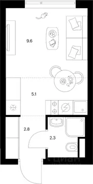 Студия Москва Бунинская Набережная жилой комплекс, 2.6/1.1 (19.8 м)