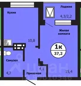 1-к кв. Красноярский край, Красноярск ул. Лесников, 51Б (37.2 м)