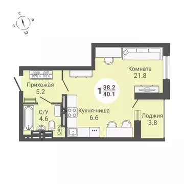 Студия Новосибирская область, Новосибирск ул. Петухова, 172 (40.1 м)